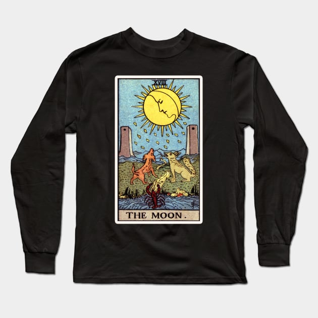 The Moon Tarot Card Long Sleeve T-Shirt by visionarysea